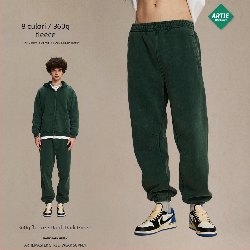 ArtieMaster pantaloni trening bărbați cu Batik, căptuți cu fleece, croială lejeră, talie medie, bumbac 52%, 360 g, iarnă 2023