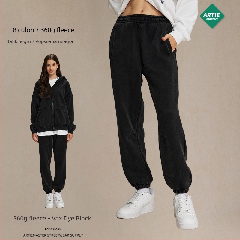 ArtieMaster pantaloni trening bărbați cu Batik, căptuți cu fleece, croială lejeră, talie medie, bumbac 52%, 360 g, iarnă 2023