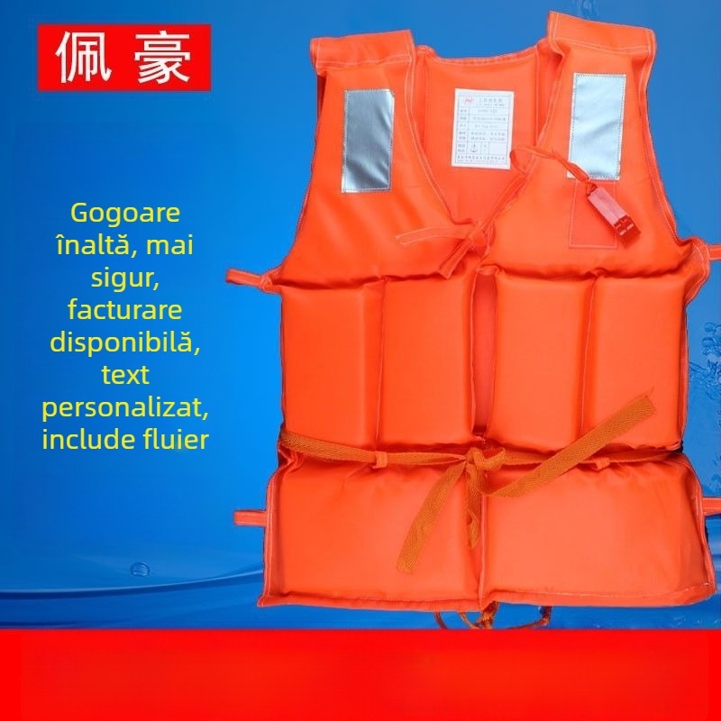 Vestă de salvare pentru adulți, profesională și portabilă, pentru pescuit și snorkeling, cu țesătură Oxford îngroșată și plutibilitate ridicată pentru bărci