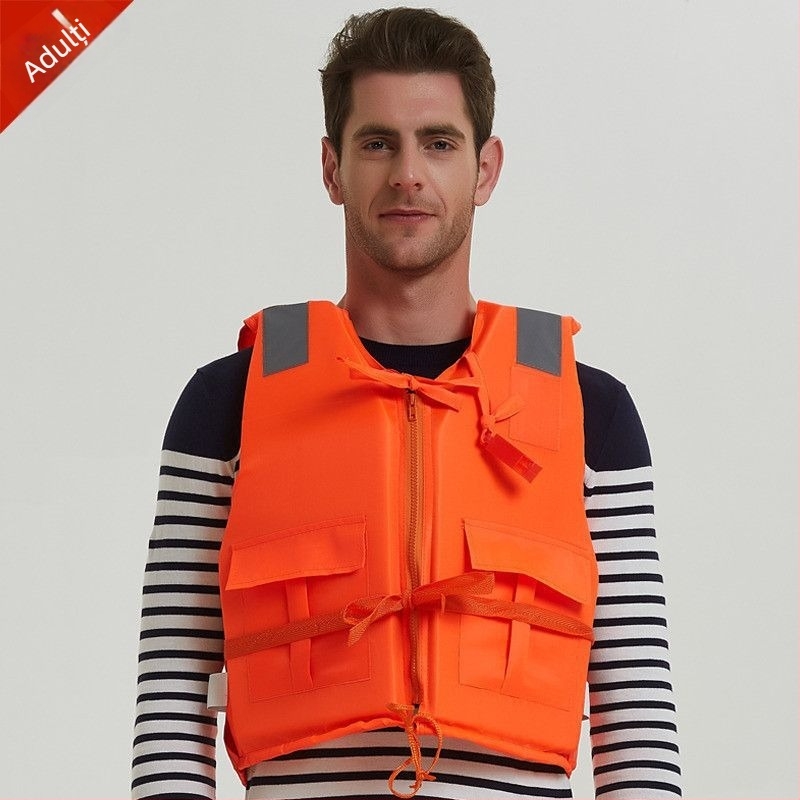 Vestă de salvare pentru adulți, profesională și portabilă, pentru pescuit și snorkeling, cu țesătură Oxford îngroșată și plutibilitate ridicată pentru bărci