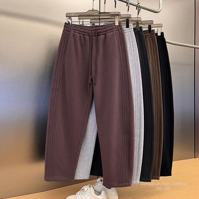Pantaloni casual bărbați cu croială dreaptă - micro-elastici, poliester, talie medie, margine dreaptă, purtare zilnică, sezon toamnă, Lansare primăvara 2025