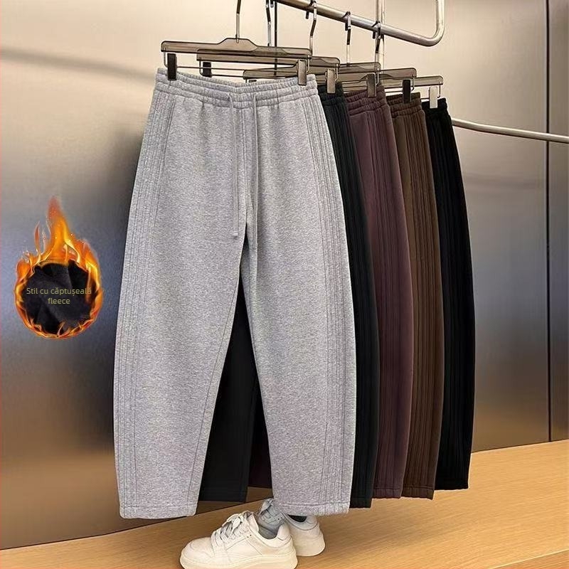 Pantaloni casual bărbați cu croială dreaptă - micro-elastici, poliester, talie medie, margine dreaptă, purtare zilnică, sezon toamnă, Lansare primăvara 2025