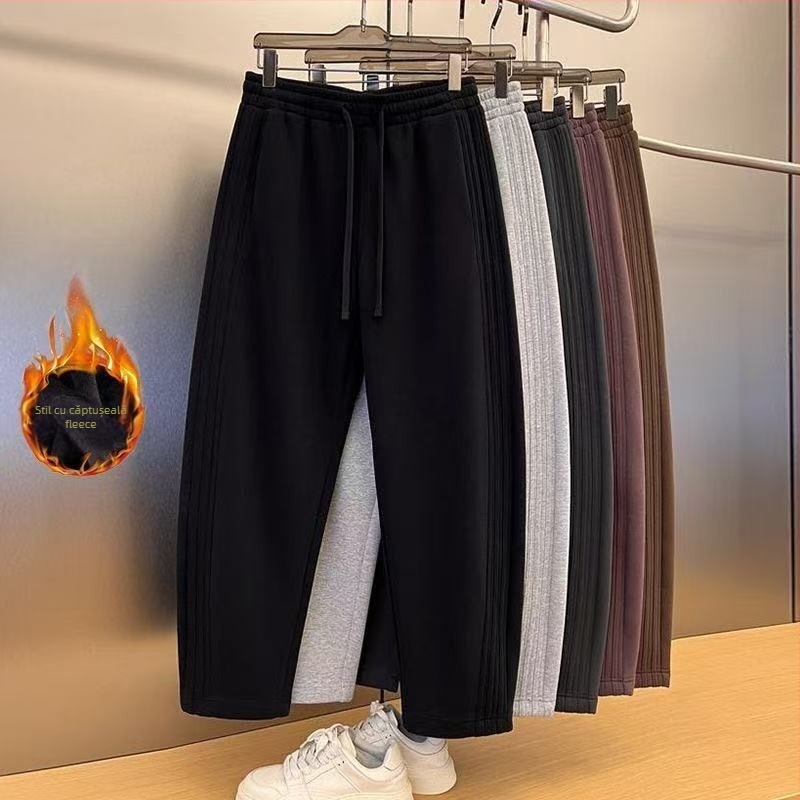 Pantaloni casual bărbați cu croială dreaptă - micro-elastici, poliester, talie medie, margine dreaptă, purtare zilnică, sezon toamnă, Lansare primăvara 2025