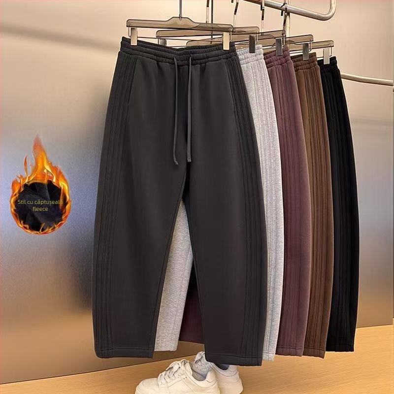 Pantaloni casual bărbați cu croială dreaptă - micro-elastici, poliester, talie medie, margine dreaptă, purtare zilnică, sezon toamnă, Lansare primăvara 2025