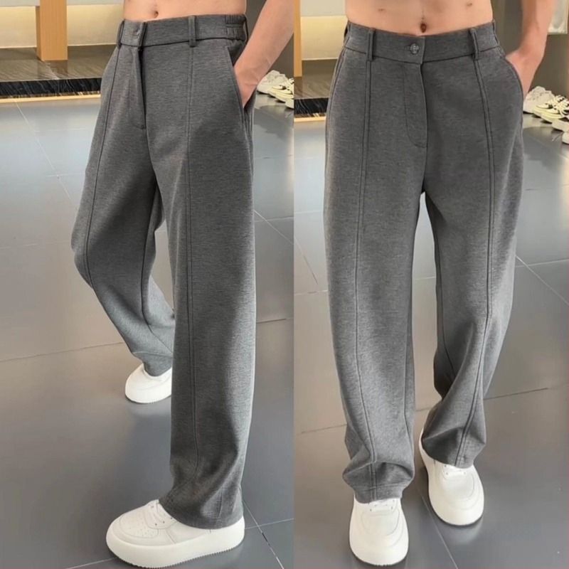 Pantaloni sport drepti pentru bărbați, din velur Cupro, țesătură groasă, micro-elasticitate, talie medie, croială dreptă (Primăvara 2025)