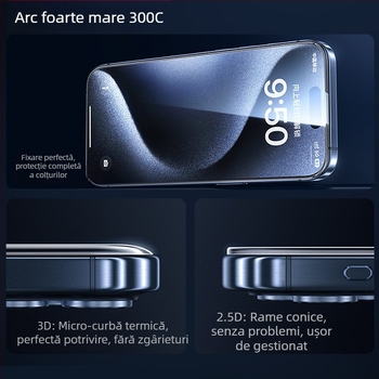 Protecție ecran din sticlă tempered pentru iPhone — HD ecran complet, rezistent la șocuri și praf, anti-amprente, auto-reparare, compatibil cu iPhone 12/13/14/11 Pro Max