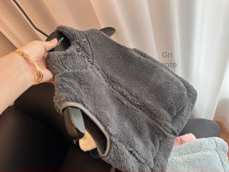 Vesta fleece pentru copii, fermoar frontal, exterior fleece 100% poliester, căptușeală poliester, fără glugă, stil cardigan lejer, pentru copii 3–8 ani, potrivită pentru iarnă, primăvară și toamnă