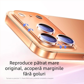 Film pentru lentila camerei din sticlă temperată pentru seria iPhone 13/14 — acoperire 3D completă, claritate HD, praf rezistent, antiamprente