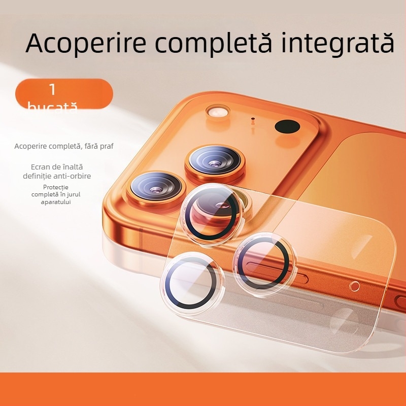 Film pentru lentila camerei din sticlă temperată pentru seria iPhone 13/14 — acoperire 3D completă, claritate HD, praf rezistent, antiamprente
