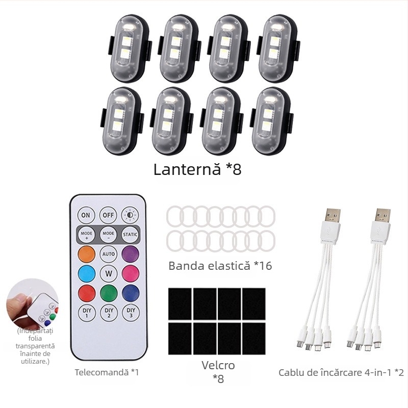 Lumină LED wireless pentru drone și vehicule — universală, 12V, 5W, LED 5050, 6500K