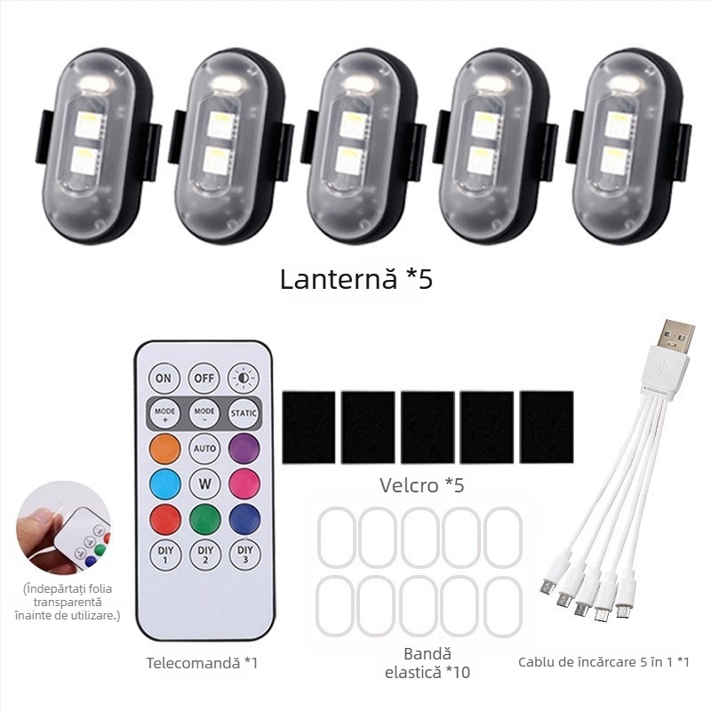 Lumină LED wireless pentru drone și vehicule — universală, 12V, 5W, LED 5050, 6500K