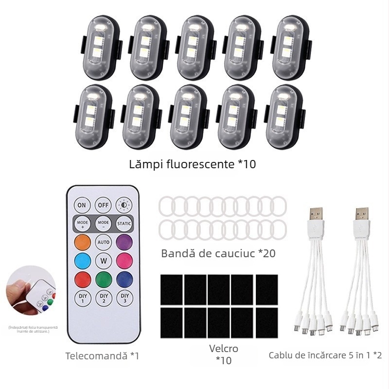 Lumină LED wireless pentru drone și vehicule — universală, 12V, 5W, LED 5050, 6500K