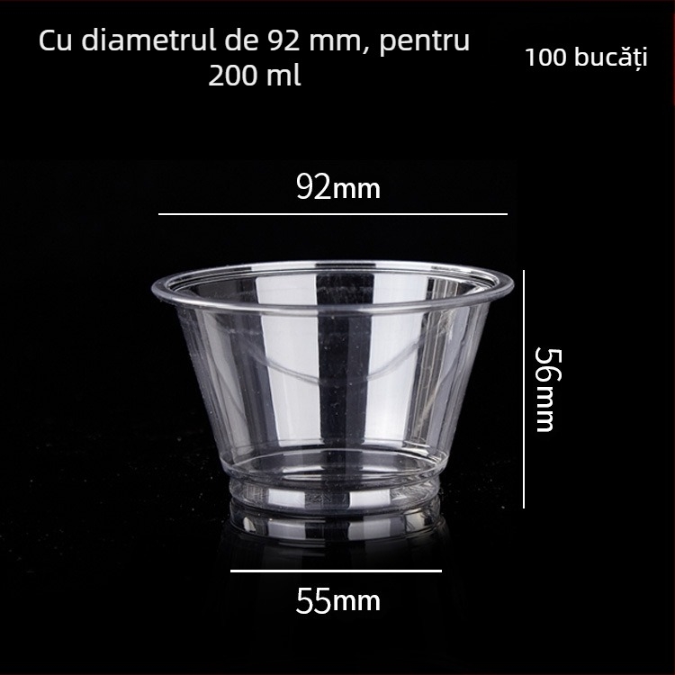 Pahar PET de unică folosință pentru băuturi cu lapte/latte, 301–400 ml, transparent, anti-scurgeri, imprimare logo, personalizare disponibilă