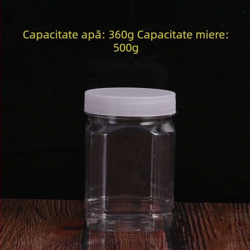 Recipient PET transparent cu gură largă pentru ambalare alimentară, imprimare offset