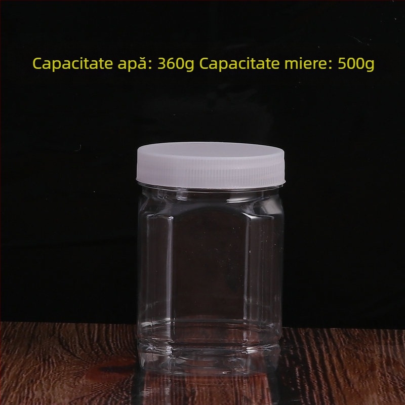 Recipient PET transparent cu gură largă pentru ambalare alimentară, imprimare offset