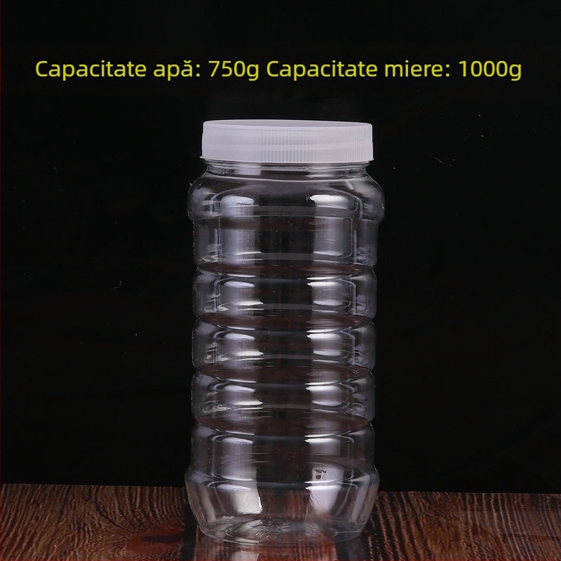 Recipient PET transparent cu gură largă pentru ambalare alimentară, imprimare offset