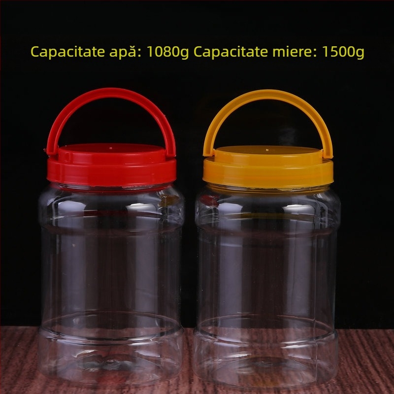 Recipient PET transparent cu gură largă pentru ambalare alimentară, imprimare offset