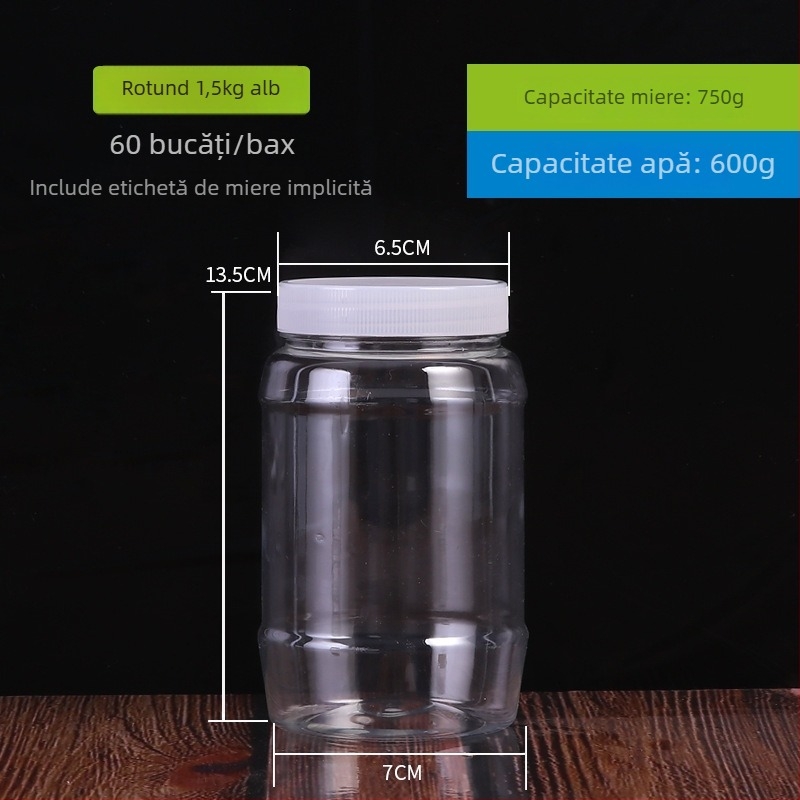 Recipient PET transparent cu gură largă pentru ambalare alimentară, imprimare offset