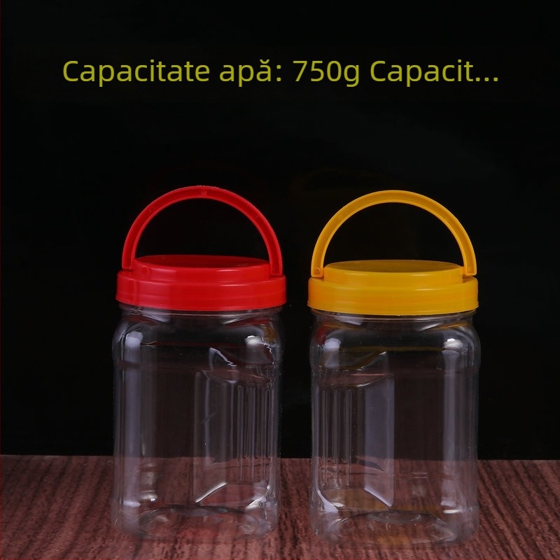 Recipient PET transparent cu gură largă pentru ambalare alimentară, imprimare offset