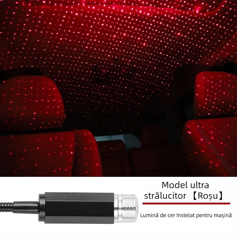 Lampa interior auto cu proiecție cer senin LED/laser, model XKD-11, alimentare USB, material: aliaj de aluminiu + ABS
