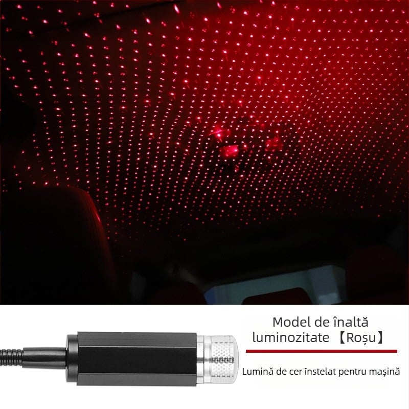 Lampa interior auto cu proiecție cer senin LED/laser, model XKD-11, alimentare USB, material: aliaj de aluminiu + ABS