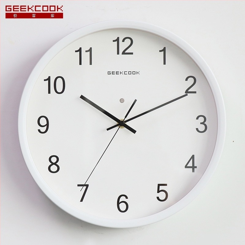 Ceas de perete din metal cu iluminare LED nocturnă, senzor vocal activat și mișcare cuarț