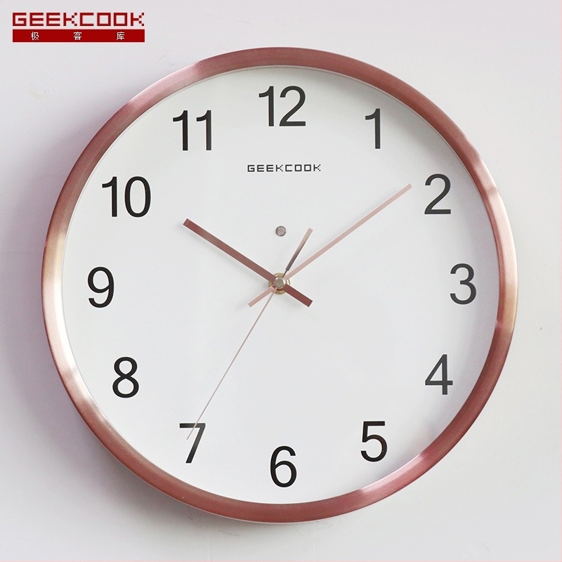 Ceas de perete din metal cu iluminare LED nocturnă, senzor vocal activat și mișcare cuarț