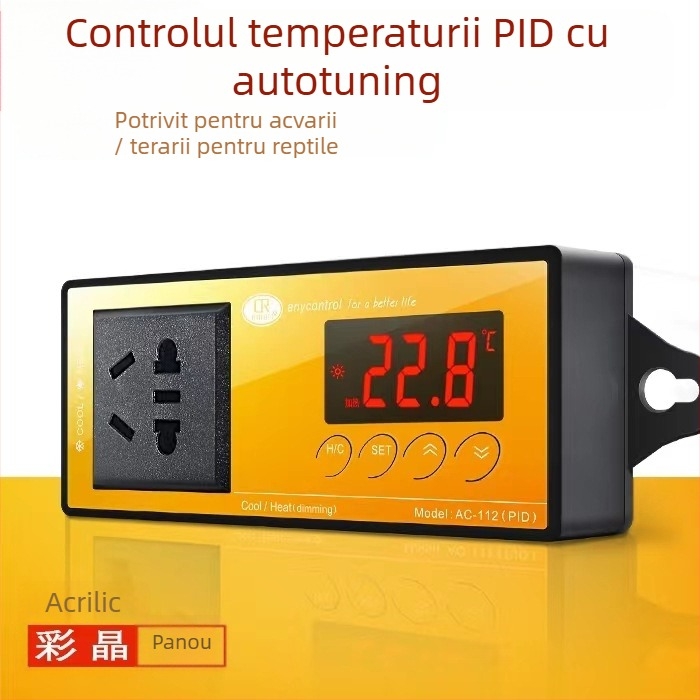 Terrarium din lemn pentru reptile, cu lampă ceramică și termostat electronic pentru controlul temperaturii