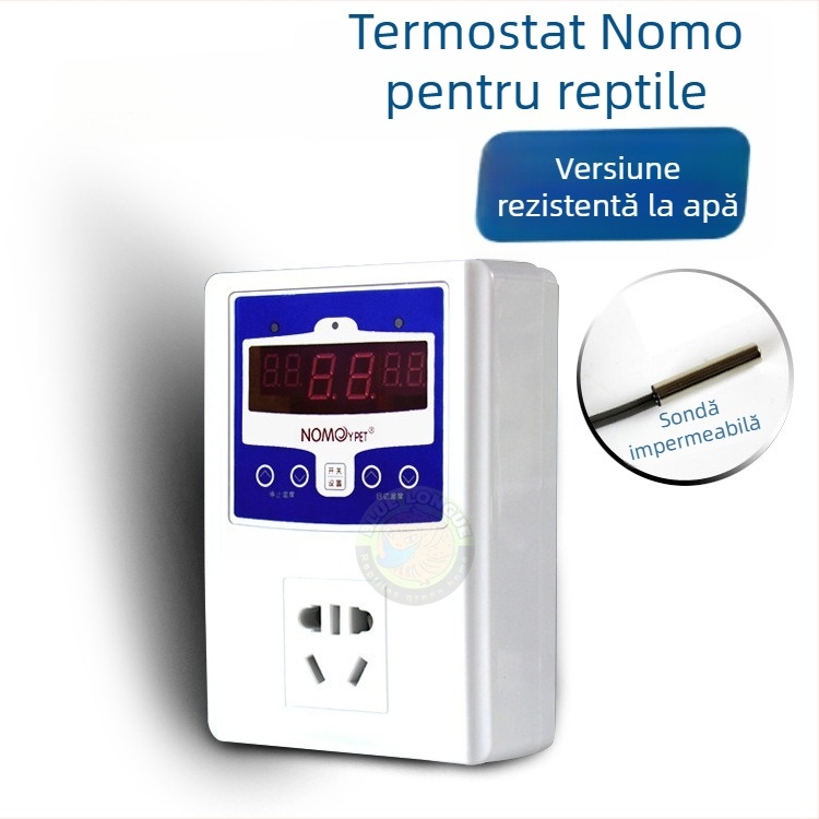 Terrarium din lemn pentru reptile, cu lampă ceramică și termostat electronic pentru controlul temperaturii