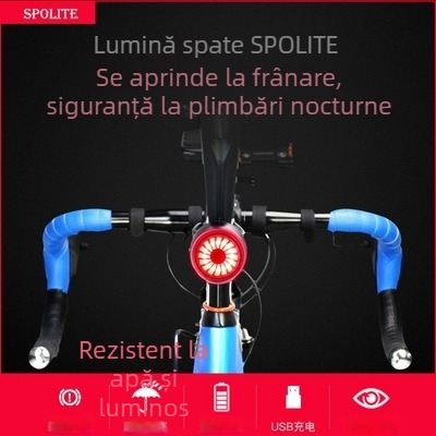 Lampa spate pentru bicicletă cu încărcare USB-C, montaj cu șurub, iluminare pentru noapte