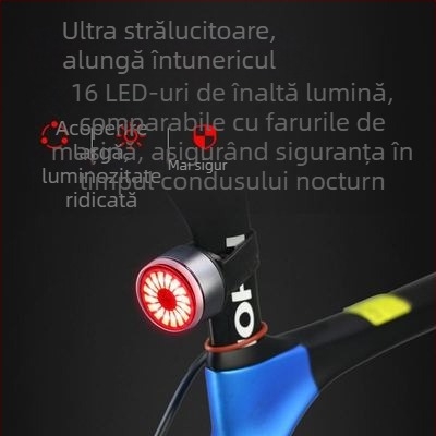 Lampa spate pentru bicicletă cu încărcare USB-C, montaj cu șurub, iluminare pentru noapte