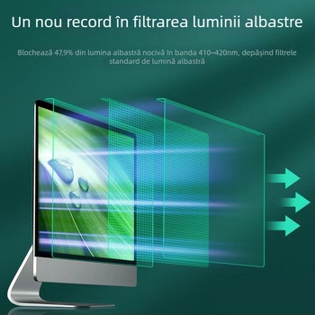 Protecție pentru ecran anti-lumină albastră, tip suspendat, pentru monitoare desktop/notebook, film cu trei straturi de înaltă permeabilitate, prelucrat cu laser