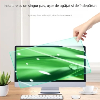 Protecție pentru ecran anti-lumină albastră, tip suspendat, pentru monitoare desktop/notebook, film cu trei straturi de înaltă permeabilitate, prelucrat cu laser