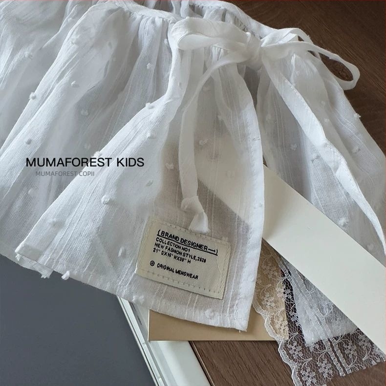 Fustă de fetiță stil prințesă din bumbac, cu curea de legare, 81–90% bumbac, pentru 1–3 ani, Primăvara 2025