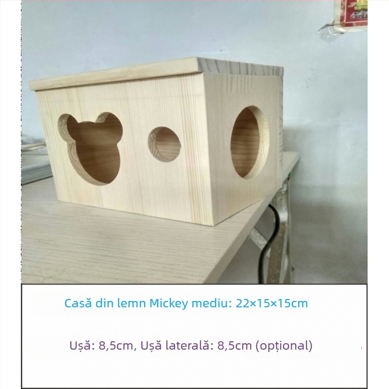 Casă din lemn pentru animale de companie mici: hamsteri, porcușori de Guineea, chinchile, iepuri și arici