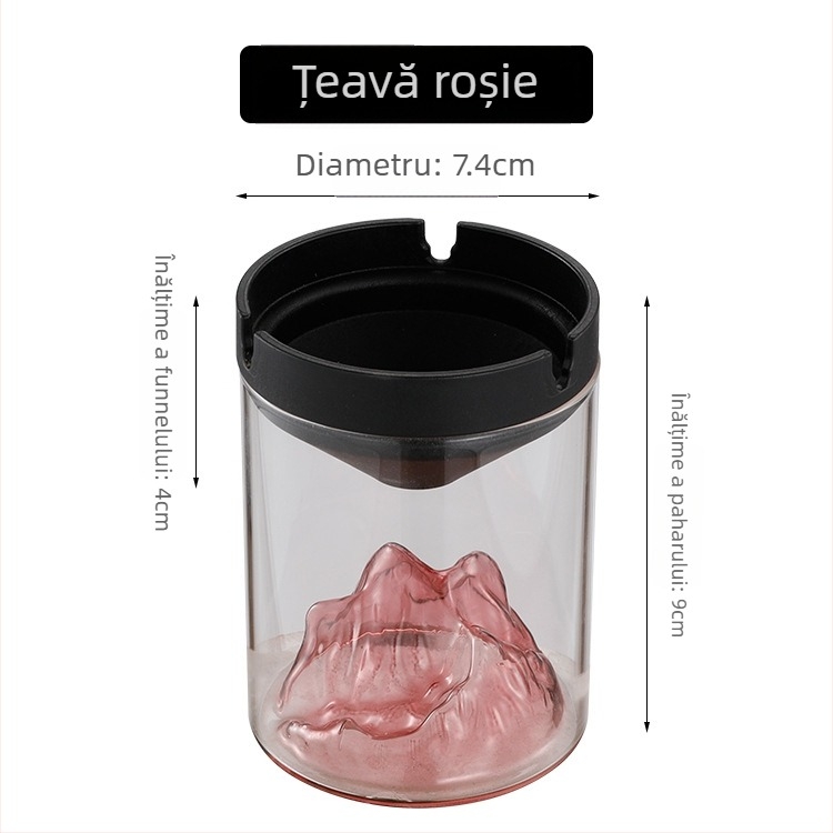Scrumieră din sticlă cu capac – rezistentă la vânt, borosilicat, reutilizabilă pentru casă, birou sau cafenea