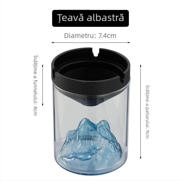 Scrumieră din sticlă cu capac – rezistentă la vânt, borosilicat, reutilizabilă pentru casă, birou sau cafenea