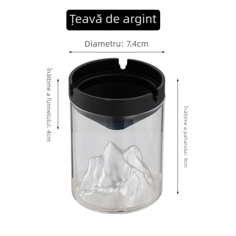 Scrumieră din sticlă cu capac – rezistentă la vânt, borosilicat, reutilizabilă pentru casă, birou sau cafenea