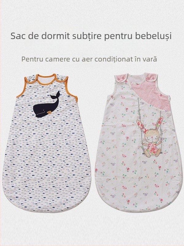 Sac de dormit pentru bebeluși, stil vestă, dublu strat, subțire, 95% bumbac material și căptușeală, absorbant de umiditate, pentru nou-născuți 0–1 ani, vară