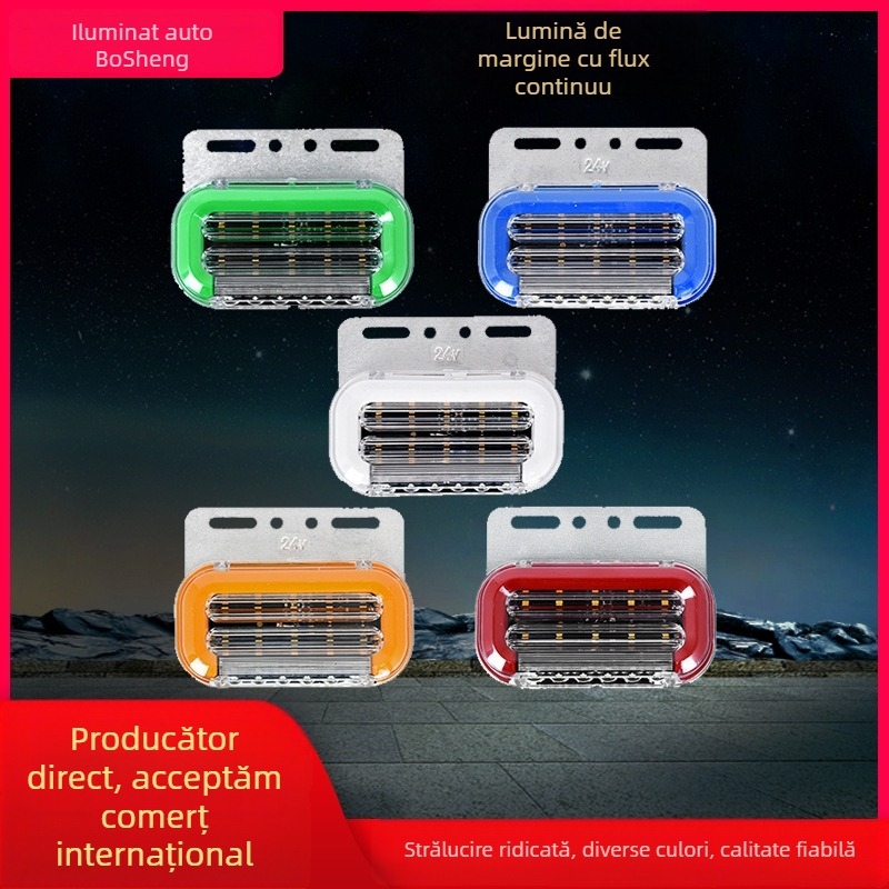 Lumină LED laterală pentru camion, cu iluminare a anvelopei, indicator de lățime și lumină de avertizare, 24V impermeabil