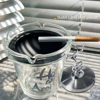 Ashtray Liuli în formă de urs, cu capac, pentru casă și birou — Material Liuli; Producție: Founding; Personalizare: Nu