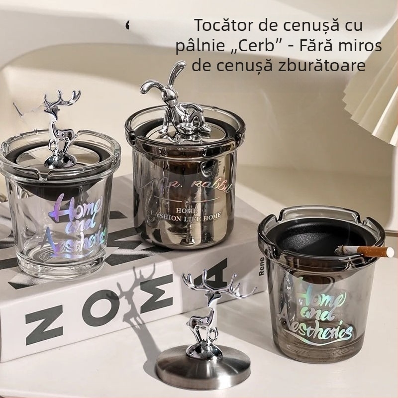 Ashtray Liuli în formă de urs, cu capac, pentru casă și birou — Material Liuli; Producție: Founding; Personalizare: Nu