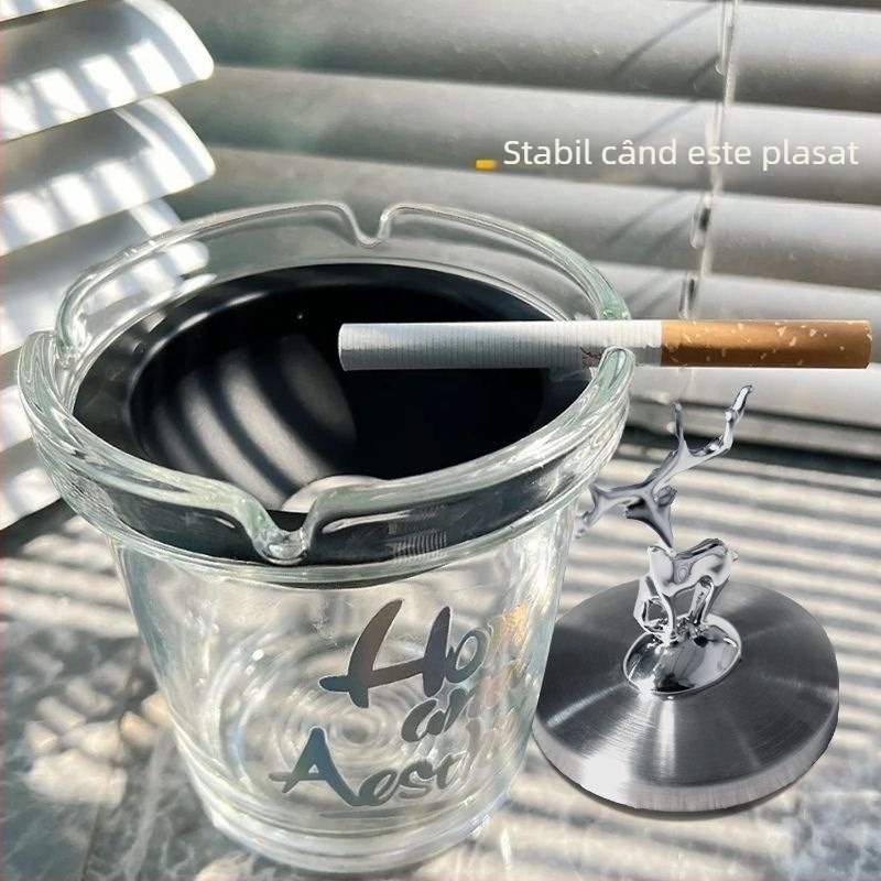 Ashtray Liuli în formă de urs, cu capac, pentru casă și birou — Material Liuli; Producție: Founding; Personalizare: Nu