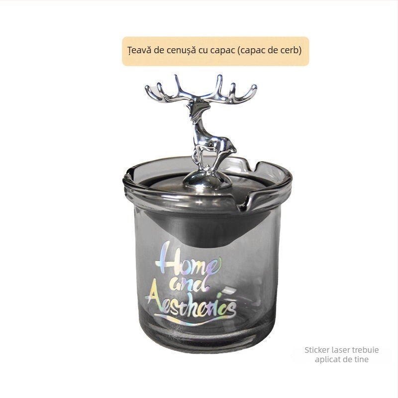 Ashtray Liuli în formă de urs, cu capac, pentru casă și birou — Material Liuli; Producție: Founding; Personalizare: Nu