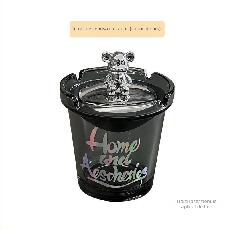 Ashtray Liuli în formă de urs, cu capac, pentru casă și birou — Material Liuli; Producție: Founding; Personalizare: Nu