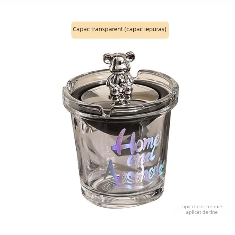 Ashtray Liuli în formă de urs, cu capac, pentru casă și birou — Material Liuli; Producție: Founding; Personalizare: Nu