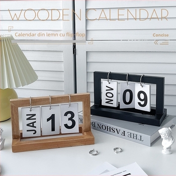 Calendar de birou din lemn – decor Anul Iepurelui, fundal fotografic ne-reflexiv pentru uz casnic; greutate 0.22 kg; lansat 2023-03-06; cu garanție.