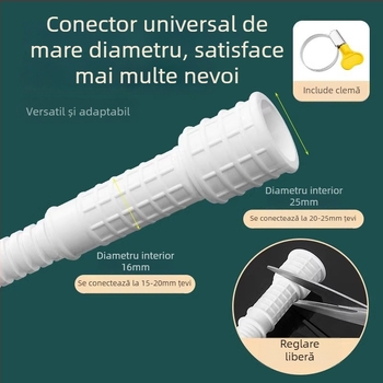 Tub extindere pentru robinet cu interfață universală și cuplă pentru duș, model SLRG; material polietilenă; presiune nominală 1; montaj pe suprafață; cuplaj din plastic