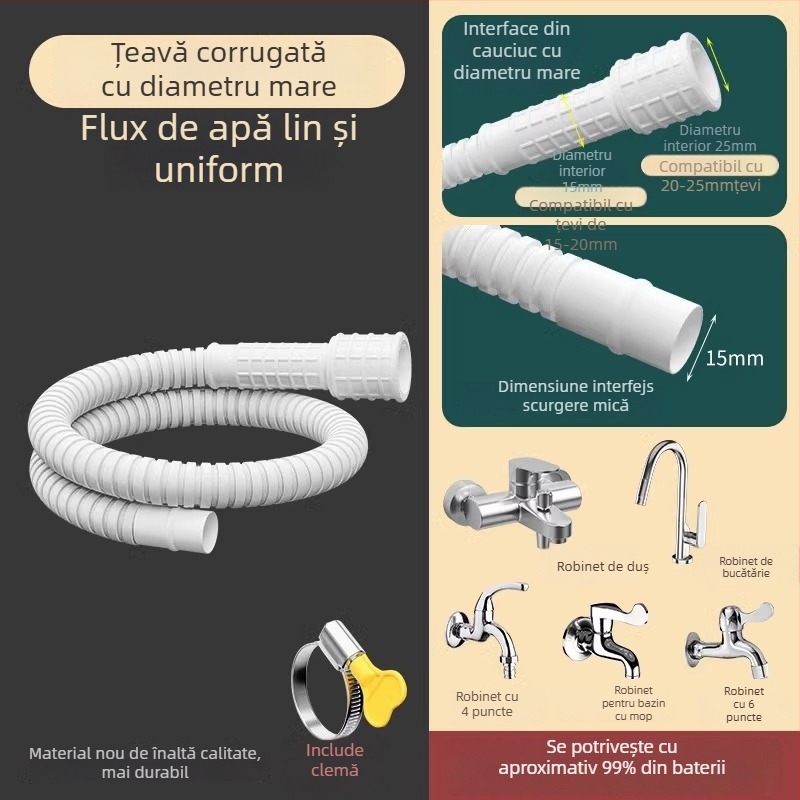 Tub extindere pentru robinet cu interfață universală și cuplă pentru duș, model SLRG; material polietilenă; presiune nominală 1; montaj pe suprafață; cuplaj din plastic
