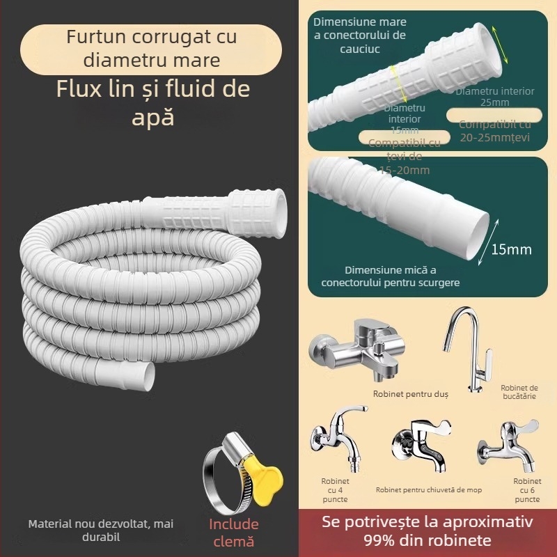 Tub extindere pentru robinet cu interfață universală și cuplă pentru duș, model SLRG; material polietilenă; presiune nominală 1; montaj pe suprafață; cuplaj din plastic